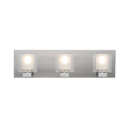 Besa Lighting Bolo Vanity, Clear/Frost, Satin Nickel Finish, 3x40W Halogen 3WF-BOLOFR-SN